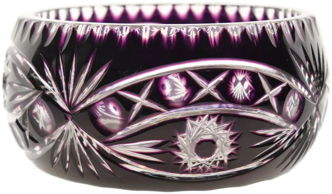 Elegante, handgeschliffene Bleikristall-Schale in Violett - Bild 4