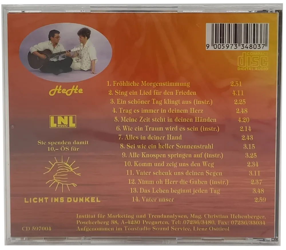 CD "Der Sonne entgegen - Lieder mit Sinn und Gefühl (Volume 2)" von Christian Hehenberger – Bild 2