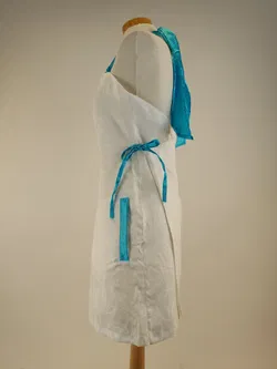 Kochschürze Stoff, weiß mit blau Größe 36-38 - Bild 3