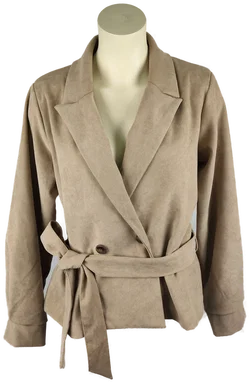 Damenjacke Sa. Hara in Beige mit Bindegürtel | Zeitloser Stil – Vorschau 1