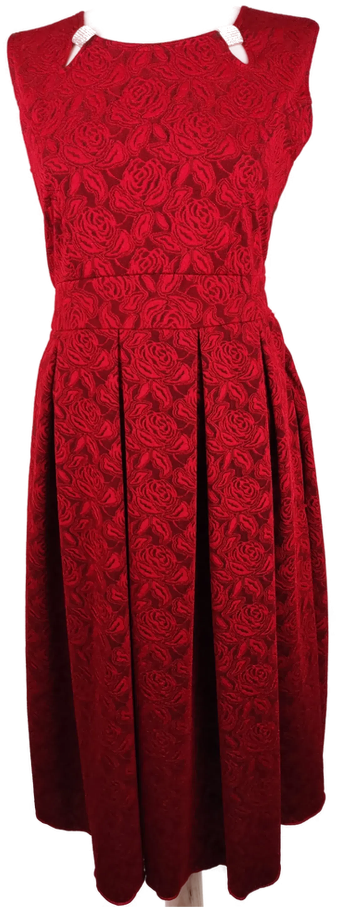 Damen Midikleid rot geblümt - M/38 - Bild 1