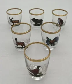 Vintage-Schnapsgläsern mit Wildtiermotiven - 6er-Set aus den 1960er Jahren – Vorschau 2
