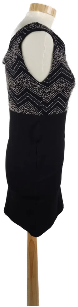 Ärmelloses Damen Minikleid, Schwarz mit gemustertem Oberteil (ohne Gürtel), Gr. S - Bild 2