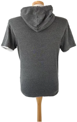 FSBN Herrenshirt  Kurzarm mit Kapuze grau - Gr. M (Slim fit) – Vorschau 3
