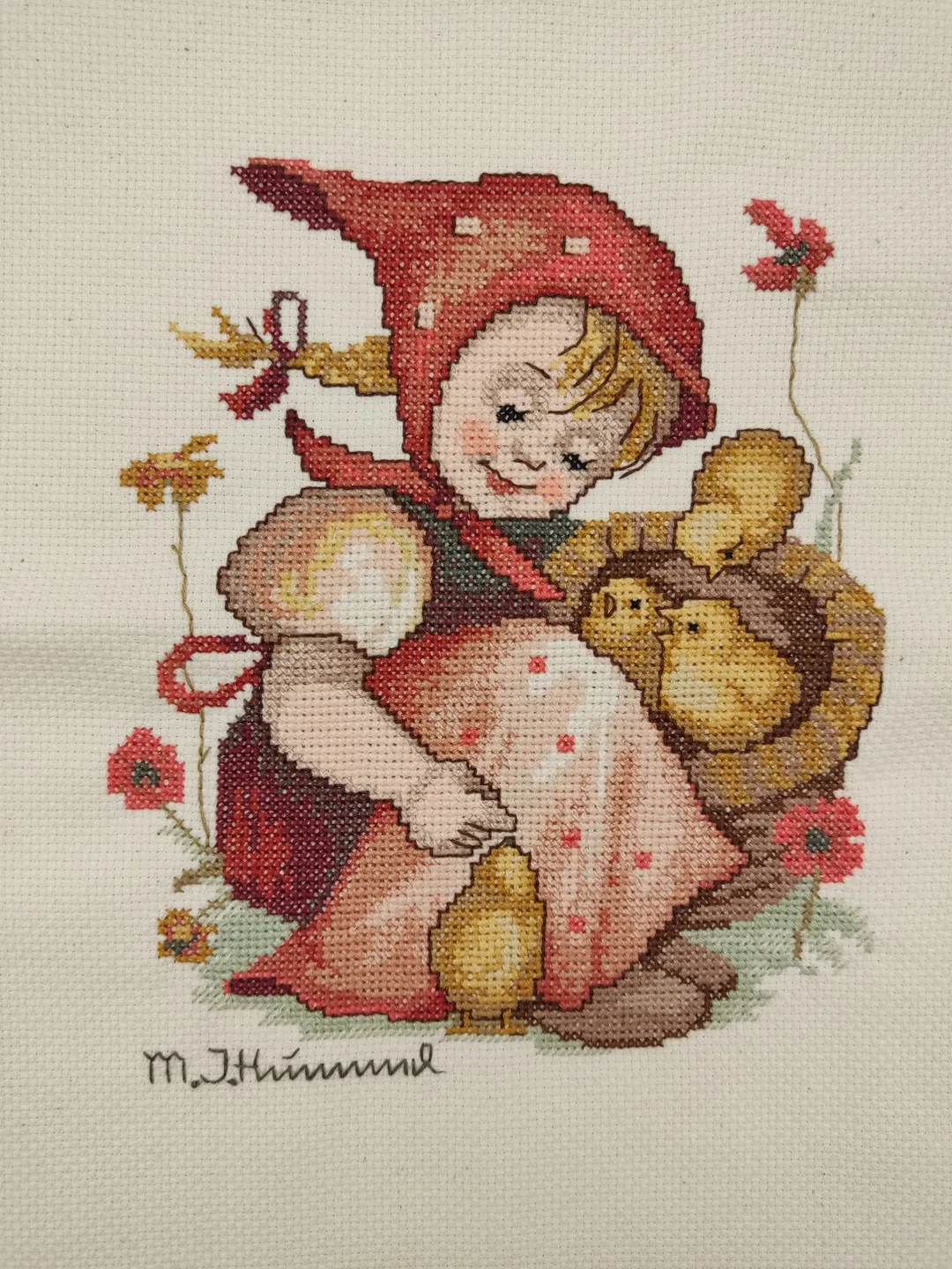 M. J. Hummel-Kreuzstich-Bild: Mädchen mit Küken - Bild 1
