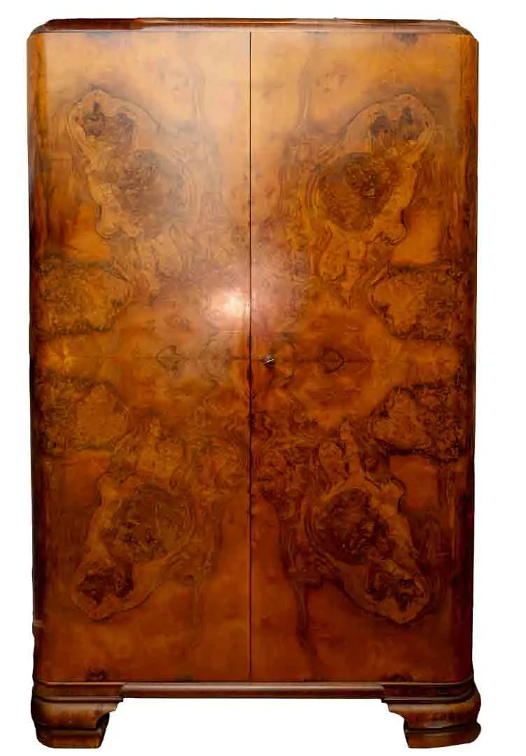 Antiker Art Déco Kleiderschrank | Wurzelholz-Furnier | ca. 116 x 190 cm - Bild 1
