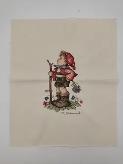 M. J. Hummel Vintage Kreuzstich-Bild: Junge mit Wanderstab - Bild 2