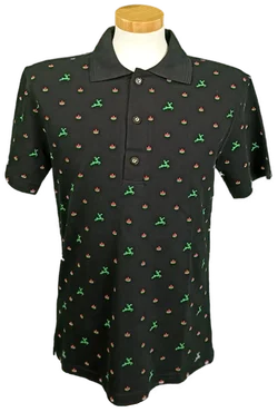 Nockstein Trachten Herrenpoloshirt schwarz gemustert Gr. M