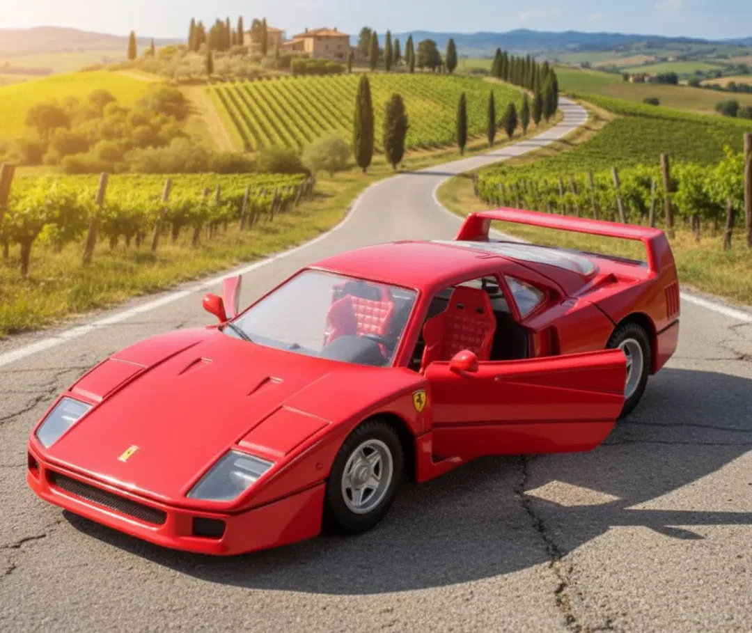 Tonka Ferrari F40 Modellauto – Maßstab 1:25, Rot, Metall, mit öffnenden Türen - Bild 4