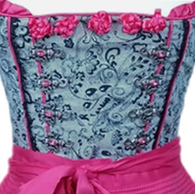 Krüger Madl Dirndl schwarz/weiß/pink Gr. XXS – Bild 3