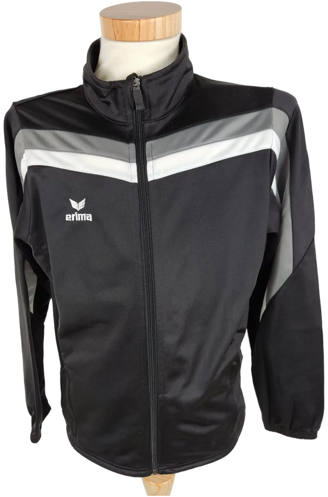 Kinder Sportjacke erima langarm, Größe 164, schwarz/weiß – Bild 1