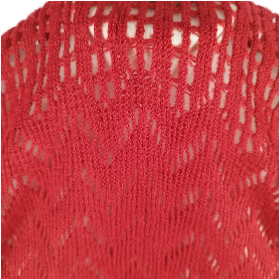 Gehäkelter, roter Schal - ca. 180cm / flauschig – Bild 3