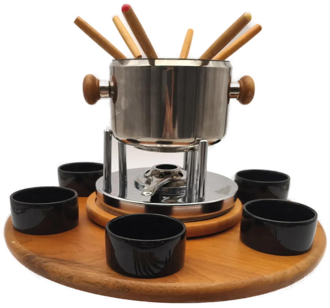 Fondue Set mit Drehteller, vintage, rustikal - Bild 1