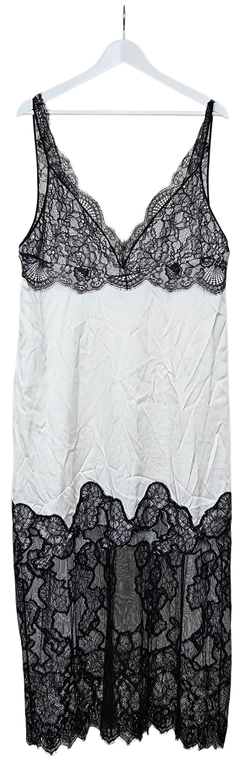 ZARA Damen Maxikleid mit Spitze, weiß - Gr. L – Bild 1