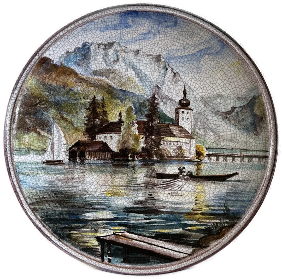 Wunderschöner Keramikteller Wandteller Gmunden Handarbeit (42,7 cm Durchmesser) limitierte Auflage - Bild 1