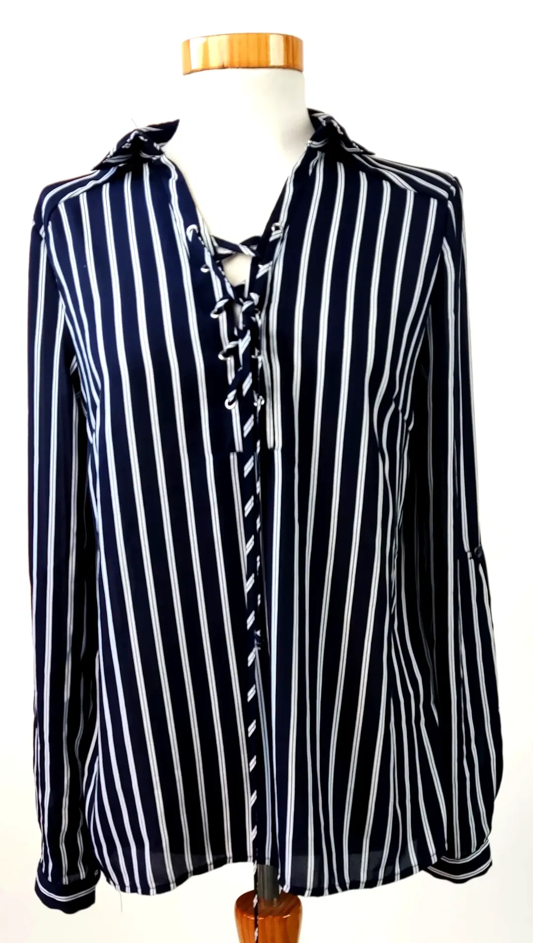 Amisu Damenbluse, blau/weiß - Gr. XS - Bild 1