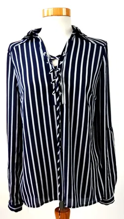 Amisu Damenbluse, blau/weiß - Gr. XS - Bild 1