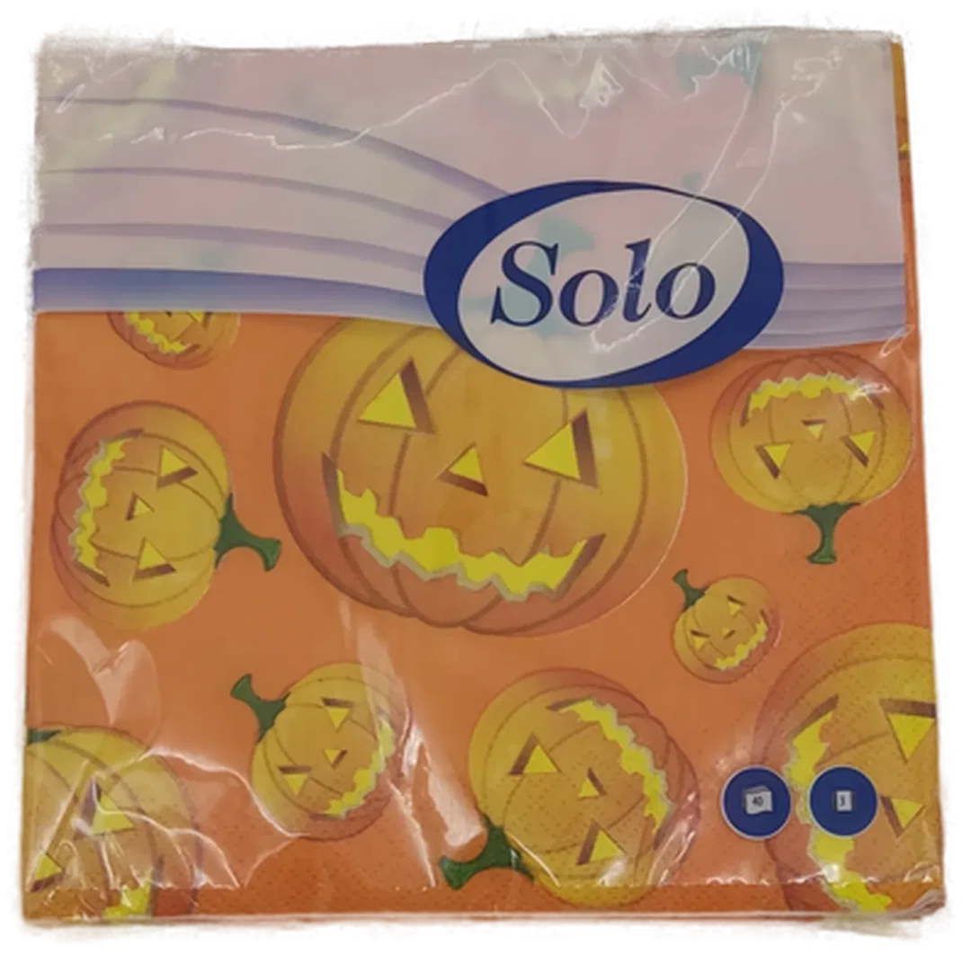 Halloween Set mit Keramik-Kürbis, Schallplatte & Servietten – Bild 4