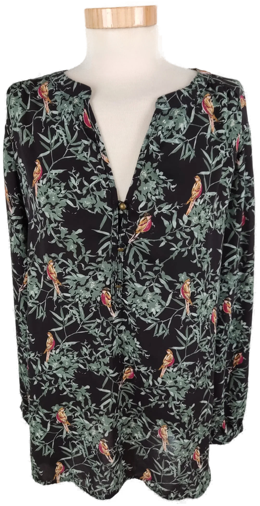 Bluse "Yessica", langarm mit V-Ausschnitt, gemustert, Größe 46 – Bild 1