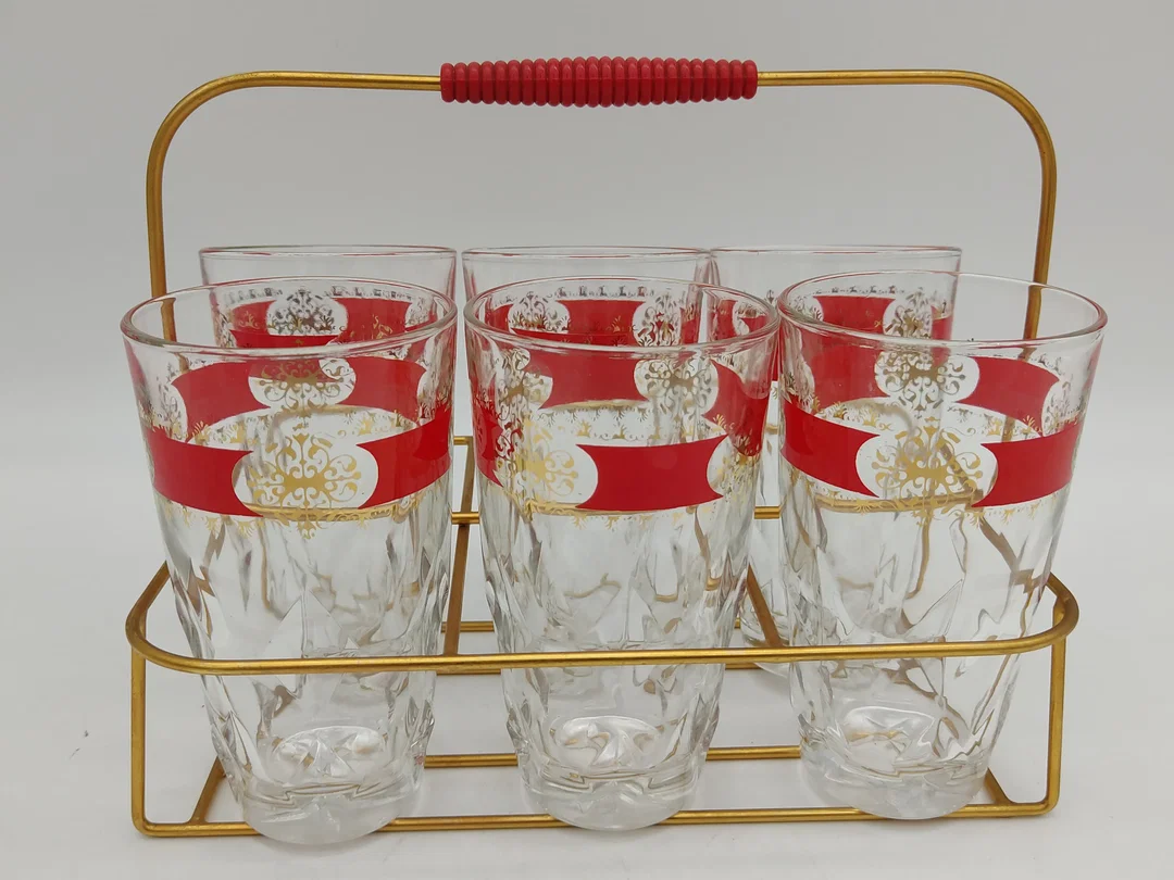 Vintage Gläser-Set inkl. Transportkorb – Bild 2