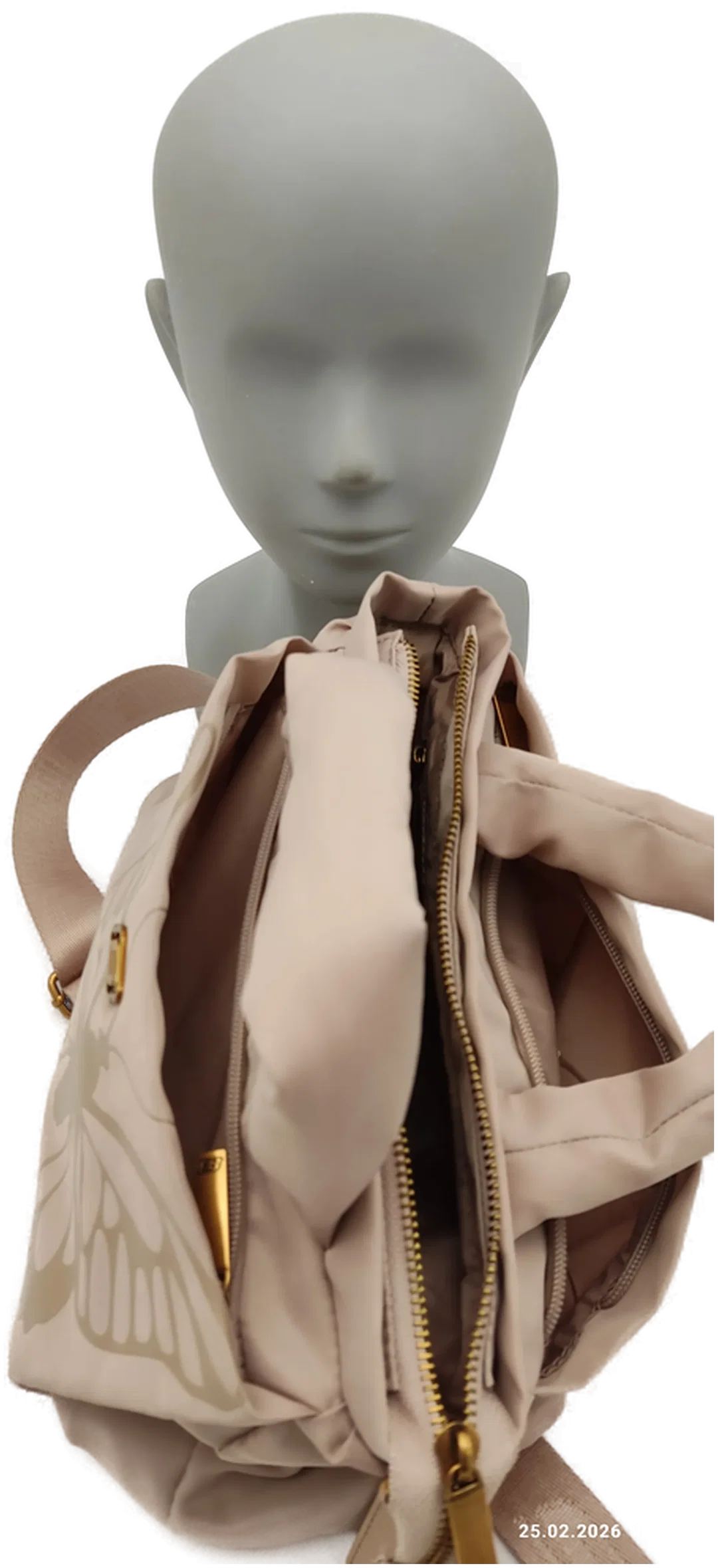 Skechers Schultertasche Kunstleder Beige | Neuwertig – Bild 6