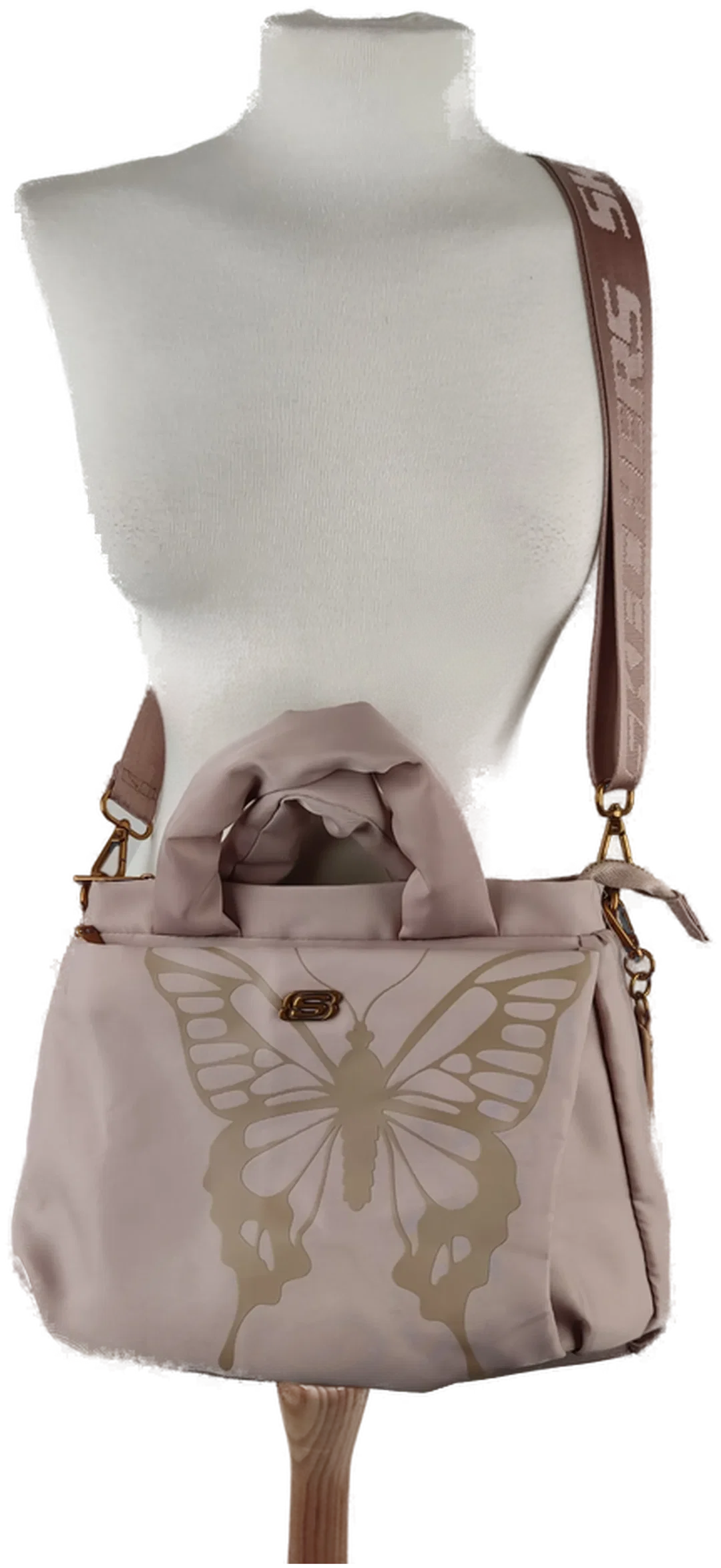 Skechers Schultertasche Kunstleder Beige | Neuwertig – Bild 3