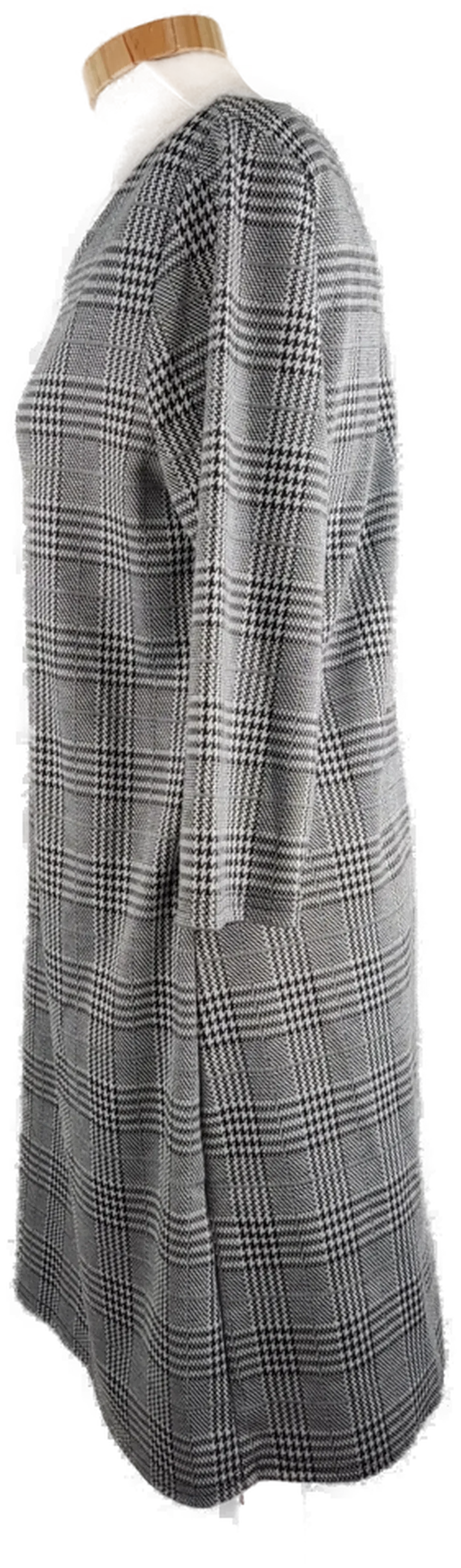 Kleid "Only", dreiviertelarm mit Rundhalsausschnitt, grau/weiß/schwarz kariert, Größe M – Bild 2