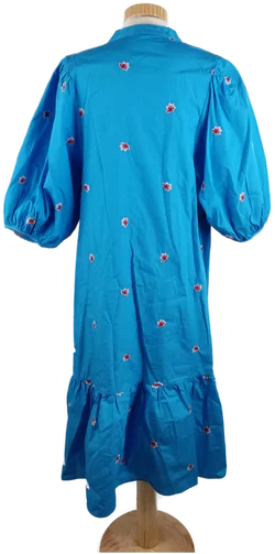 Blaues Damen Midi Kleid mit 3/4 Arm und Blumenmuster, Gr. M - Bild 2