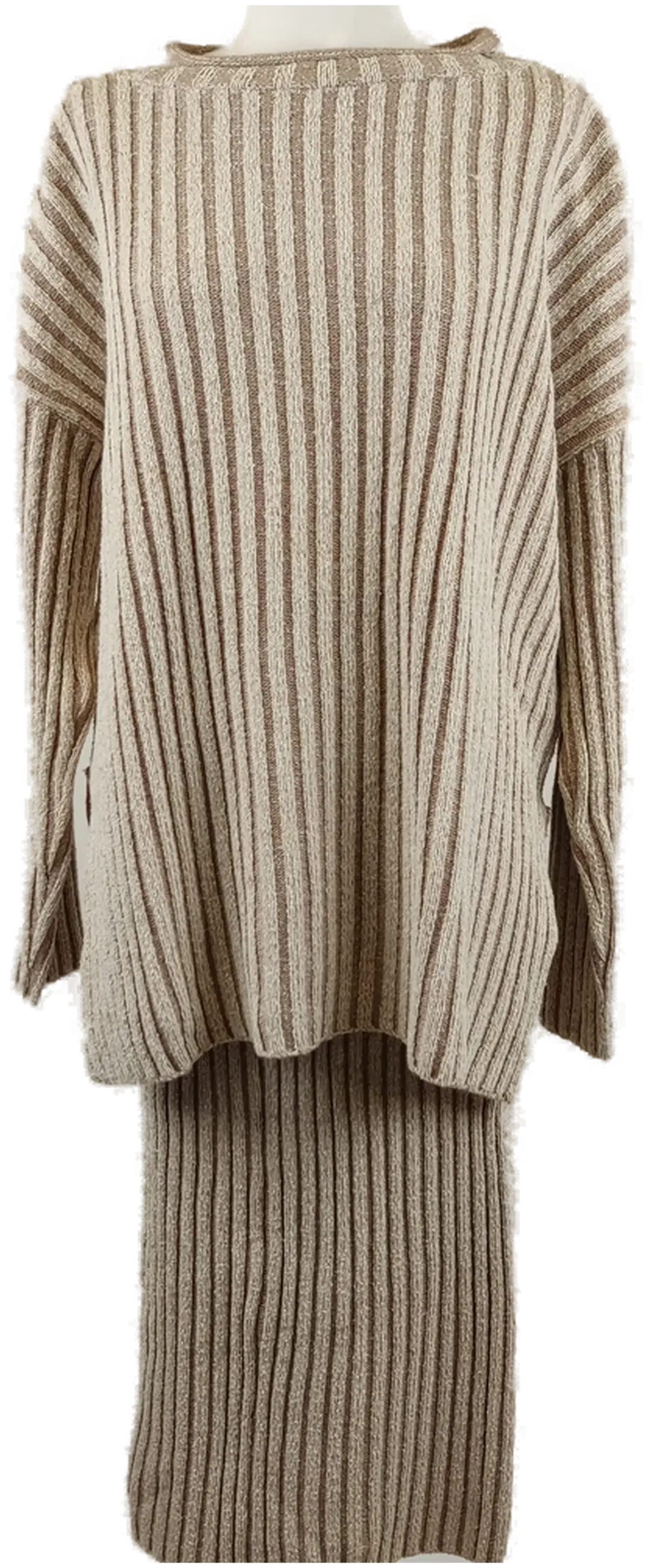 Carling Paris Damen Strickzweiteiler braun/beige - Einheitsgröße - Bild 1