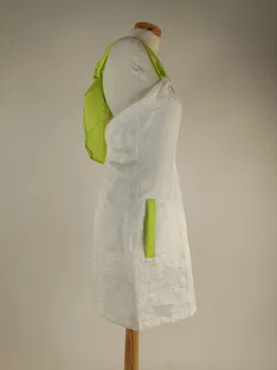 Kochschürze Stoff weiß mit grün Größe: 36-38 - Bild 2