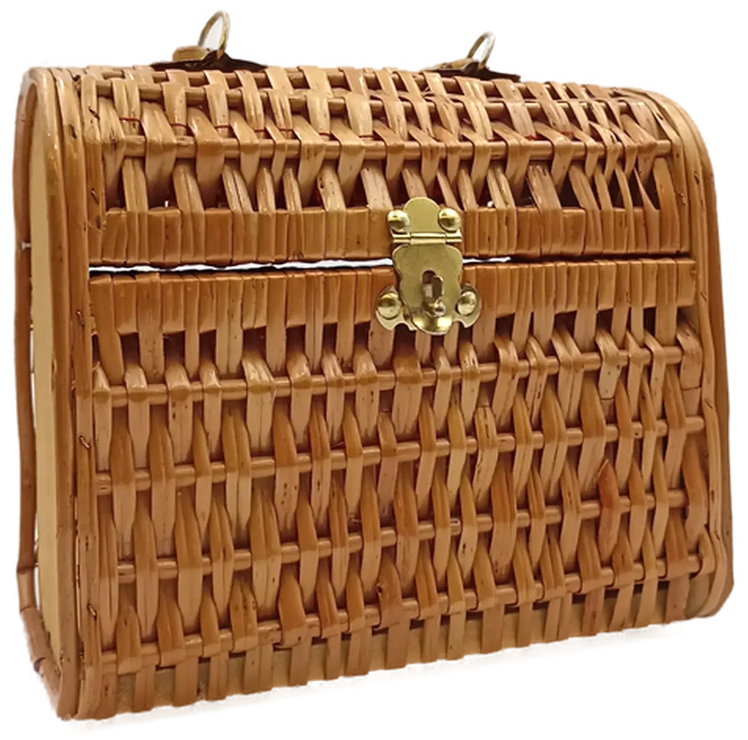 Picknickkorb im Koffer Stiel braun  - Bild 1