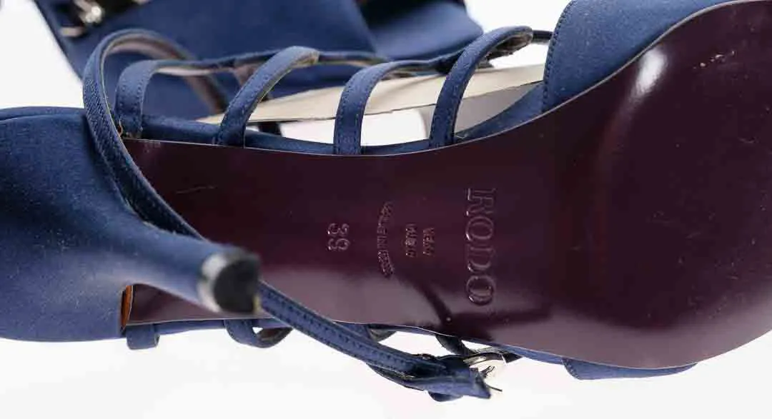 RODO High Heels – Satin Pumps in Dunkelblau – Größe 39 – Made in Italy – Bild 4