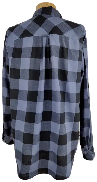 Bluse "L.O.G.G.", langarm mit Kragen, schwarz/blau kariert, Größe 36 – Bild 3