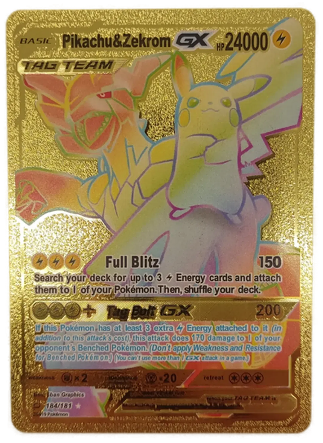 Pokémon Sammelkarte Goldfolie Basic Pikachu & Zekrom GX - Bild 1
