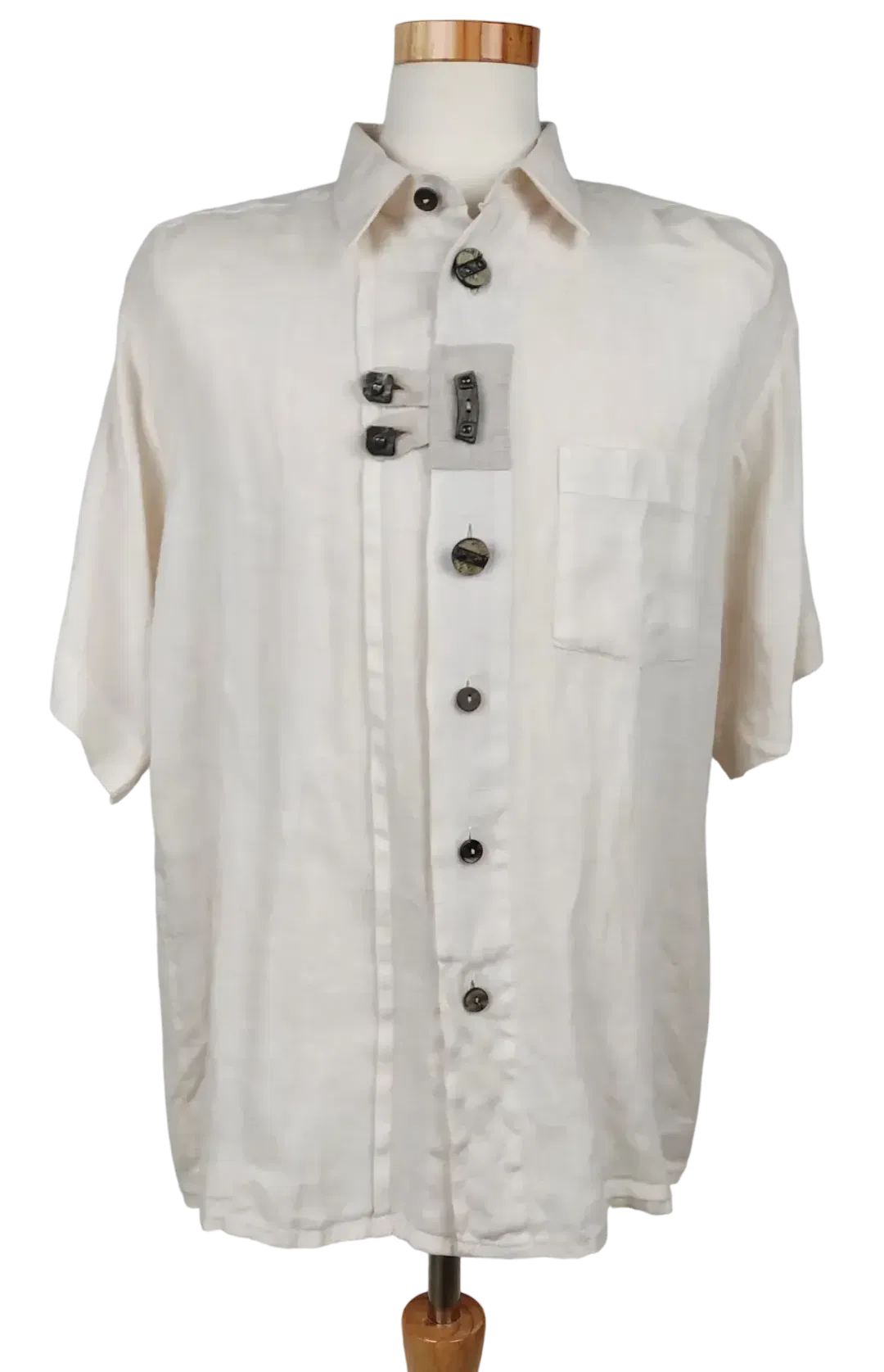 Trachten Herren Leinenhemd, weiß - Gr. XL - Bild 4