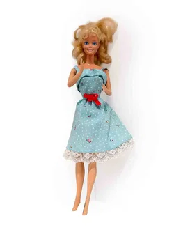 Vintage Barbie-Puppe blond mit blauem Kleid ca 29,5 cm – Vorschau 2