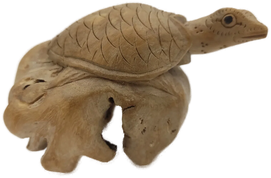 Schildkrötenfigur aus Wurzelholz | Handgeschnizte Glücksbringer - Bild 1