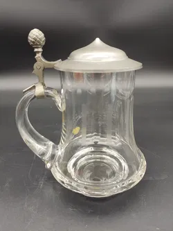 Fürsten Seidel Kristall-Bierkrug mit Messingdeckel - Bild 2
