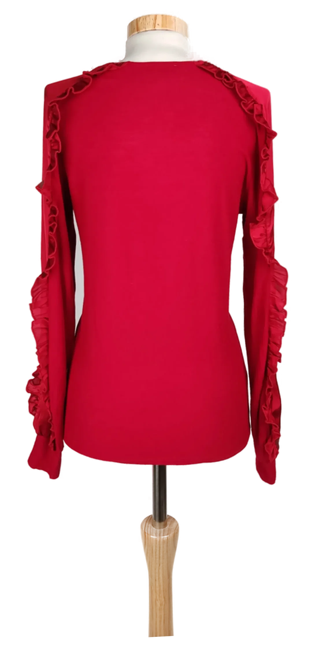 Zara Damen Bluse rot mit Rüschen am Ärmel - M/38 – Bild 2