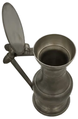  Zinnbecher Set 6-teilig von BMF (Bayerische Metallwarenfabrik) - Mittelalterliches Reliefmotiv - Reinzinn, inkl. Artina Zinnkanne mit Deckel - Bild 6