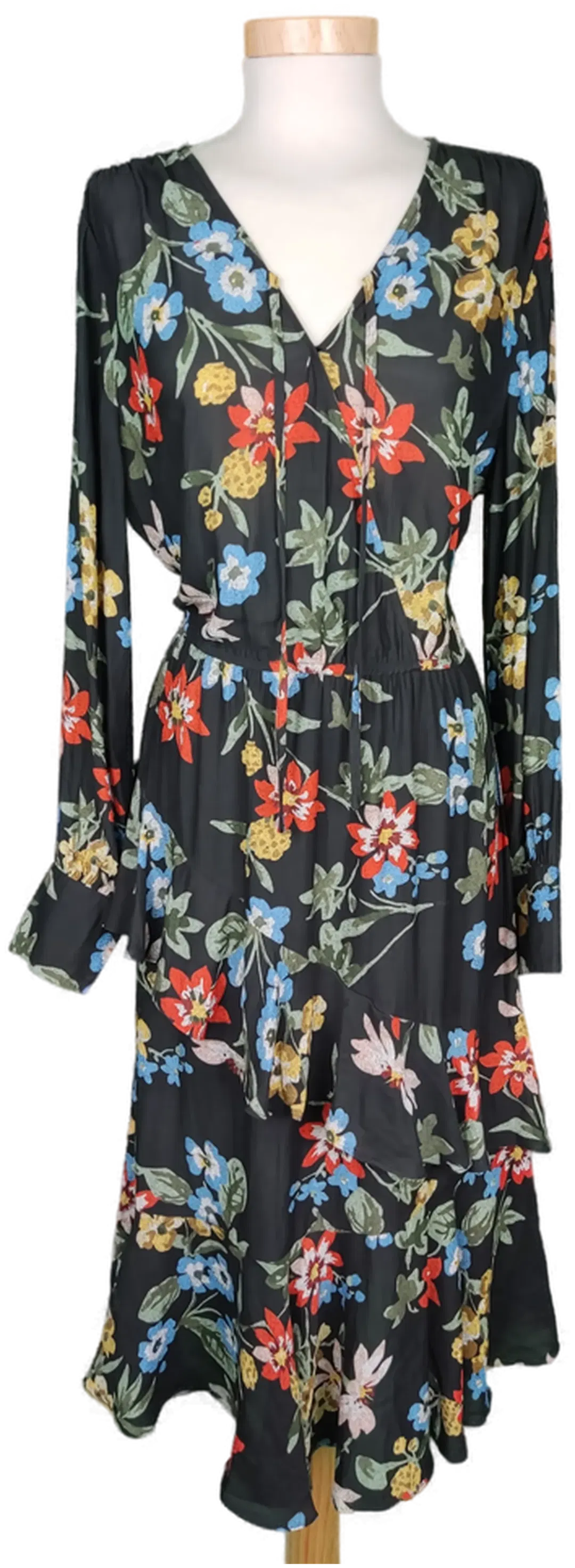 Yessica Damen Wickelkleid schwarz/bunt geblümt - XL/44 - Bild 4