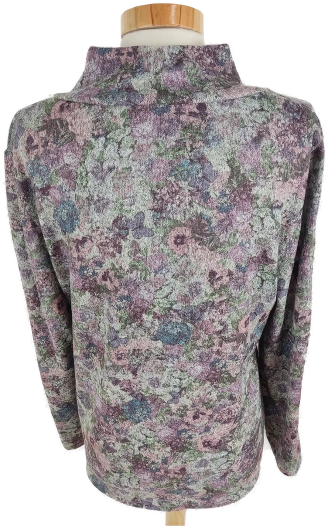 Pullover langarm mit Kragen, lila/violett/grau gemustert, Größe 40 – Bild 4