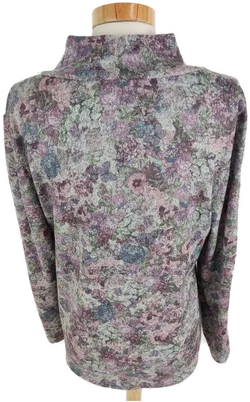 Pullover langarm mit Kragen, lila/violett/grau gemustert, Größe 40 - Bild 4