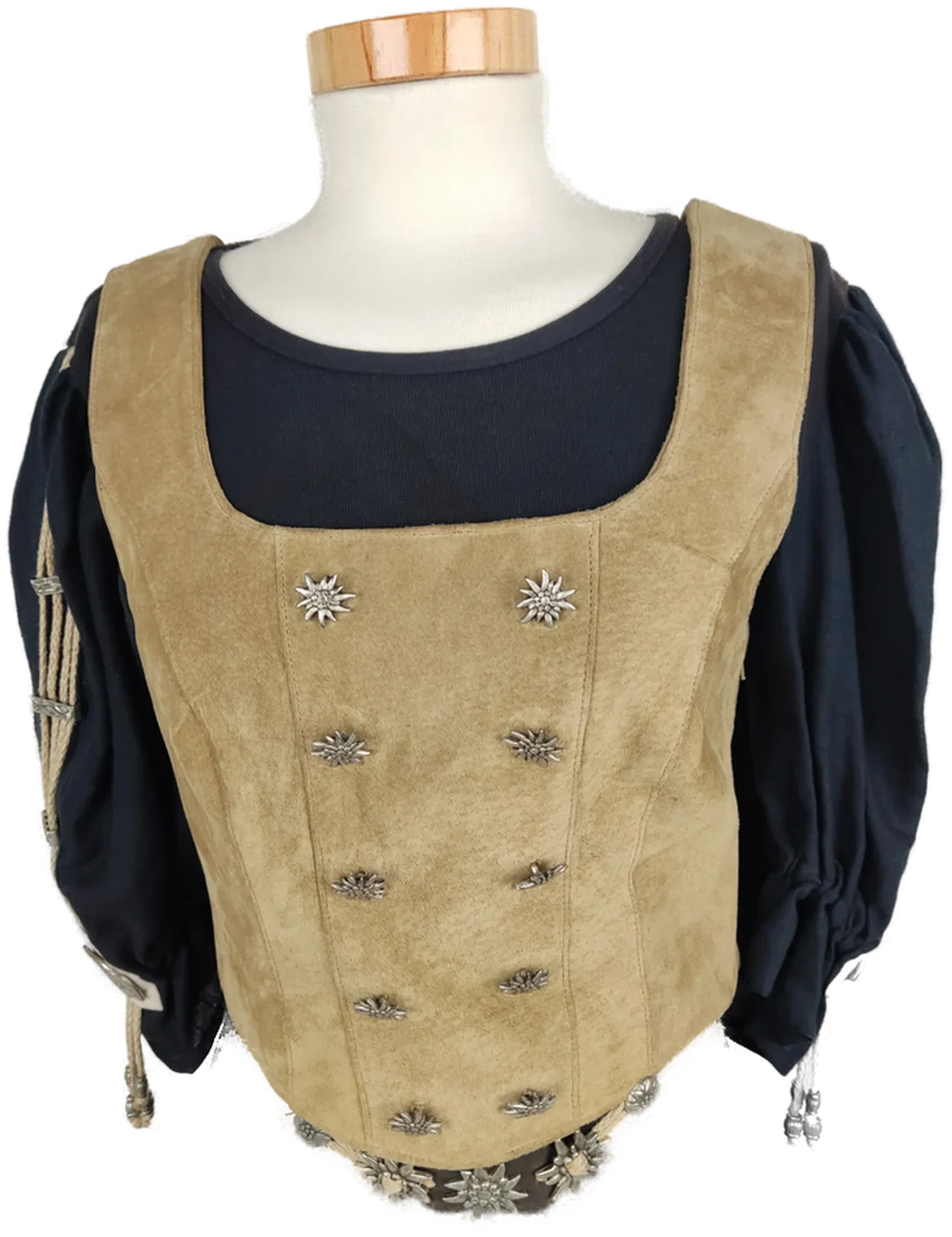 Trachtenkleid 3tlg., schwarz/braun mit Dekor, Größe S – Bild 3