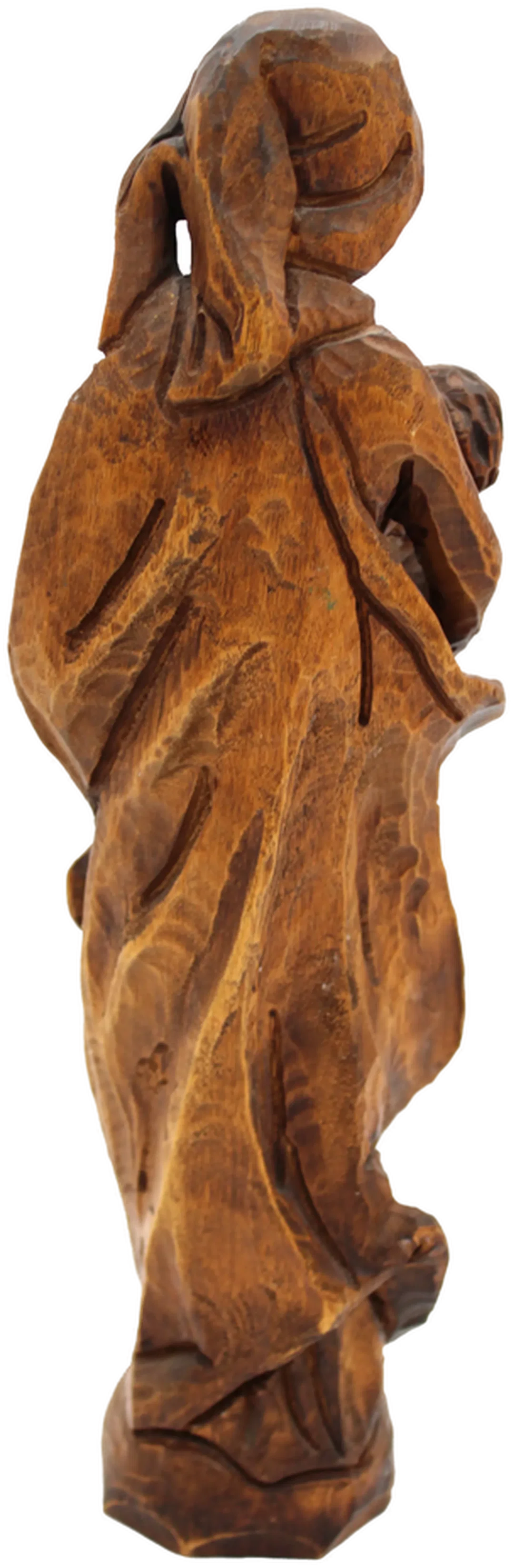 Madonna mit Kind – Holzskulptur, handgeschnitzt, natur, ca. 33,5 cm – Bild 3