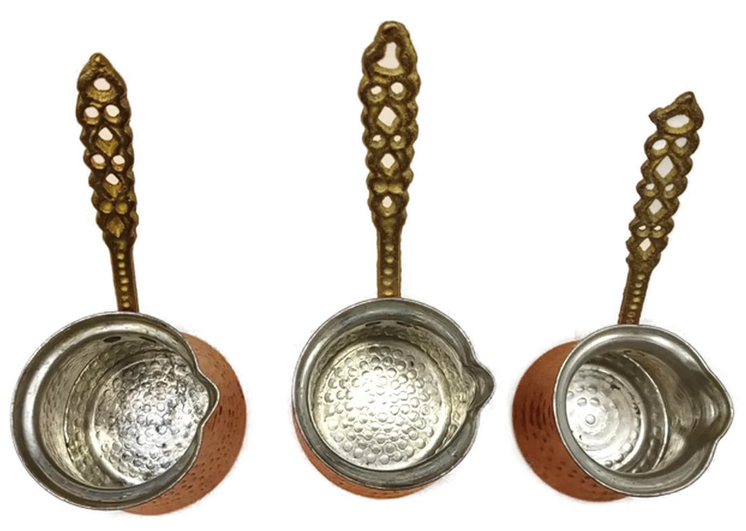 3-teiliges Türkische Kaffeekannen Set aus Kupfer – Bild 2
