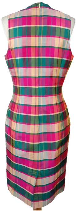 Seiden-Etuikleid Tartan-Karo | Eleganter Vintage-Charme, Größe 34 – Vorschau 2