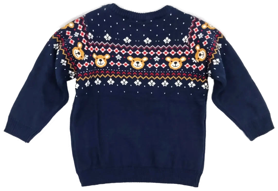 dopodopo Baby Weihnachtspullover dunkelblau gemustert Gr. 86 – Bild 2
