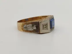 Vintage-Ring aus Gold 18 Karat mit blauem Stein - Bild 5