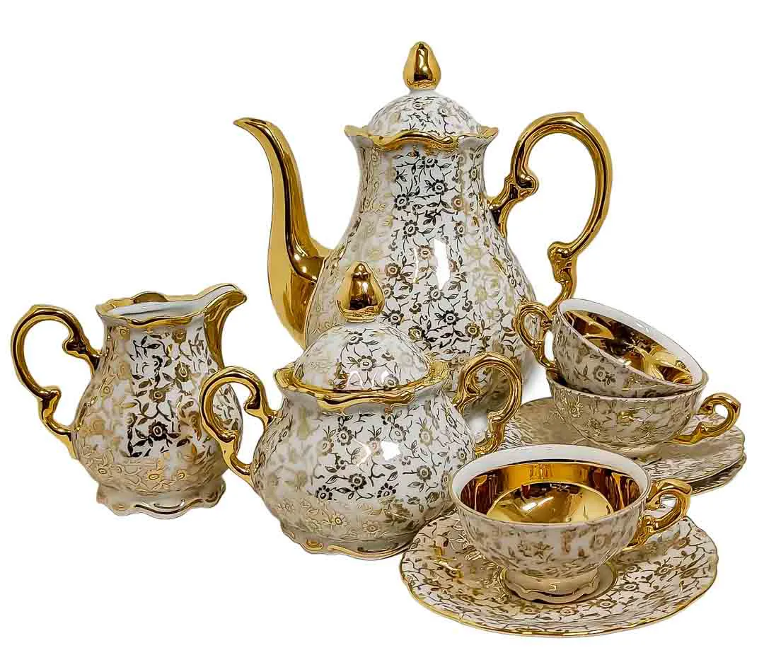 Mitterteich Bavaria Mocca-Service Gold 15-tlg. Kanne, 6 Tassen & Zubehör - Bild 4
